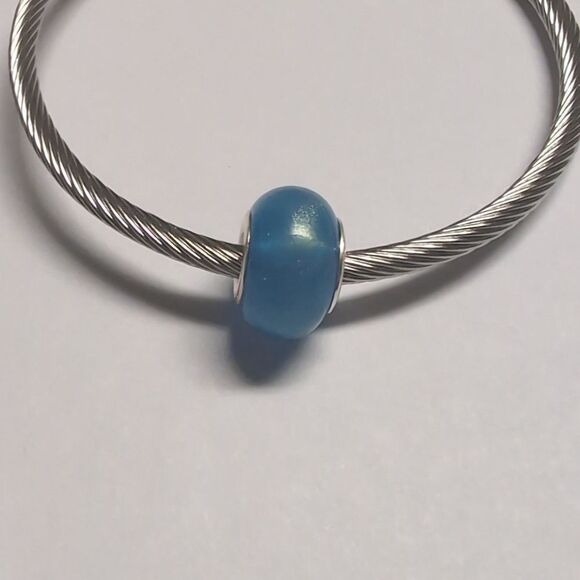 Blue Glittery Charm for Pandora Style Bracelet - Picture 3 of 4